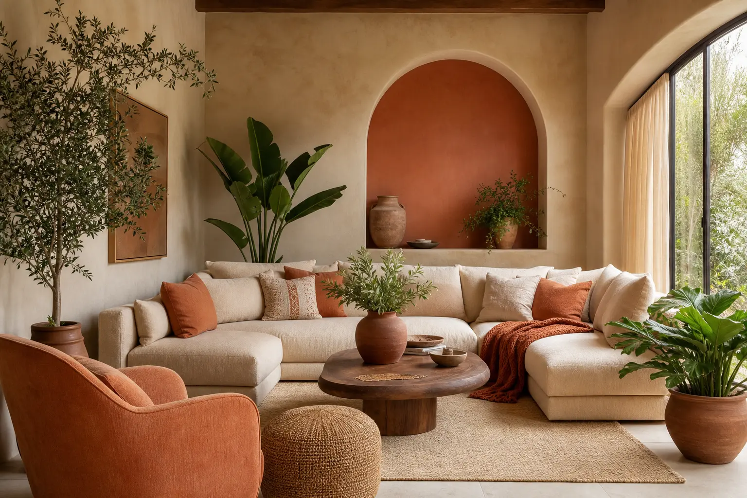 Terracotta & Sand Beige Living Room Ideas