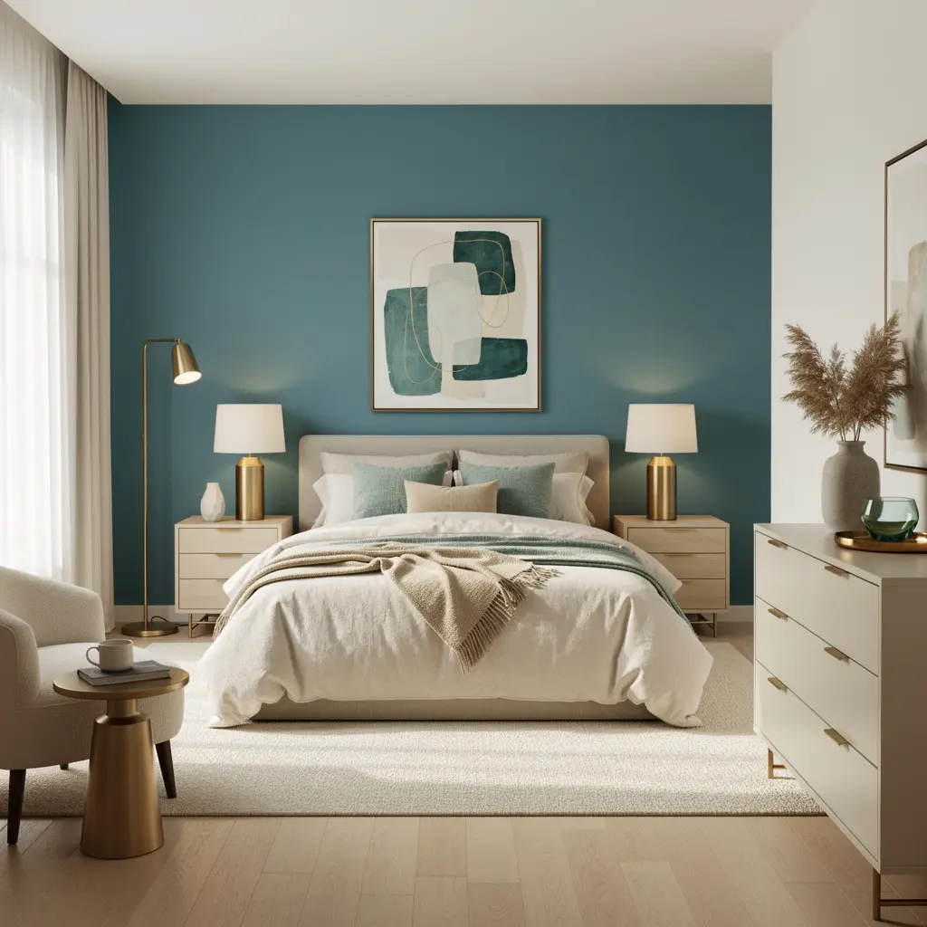 Teal Blue and Cream Bedroom Ideas