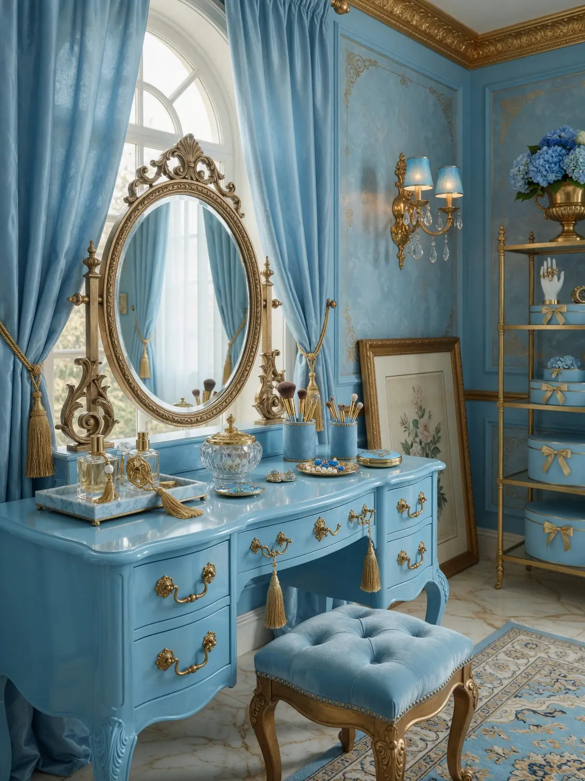 Sky Blue Luxury Vanity Room Ideas