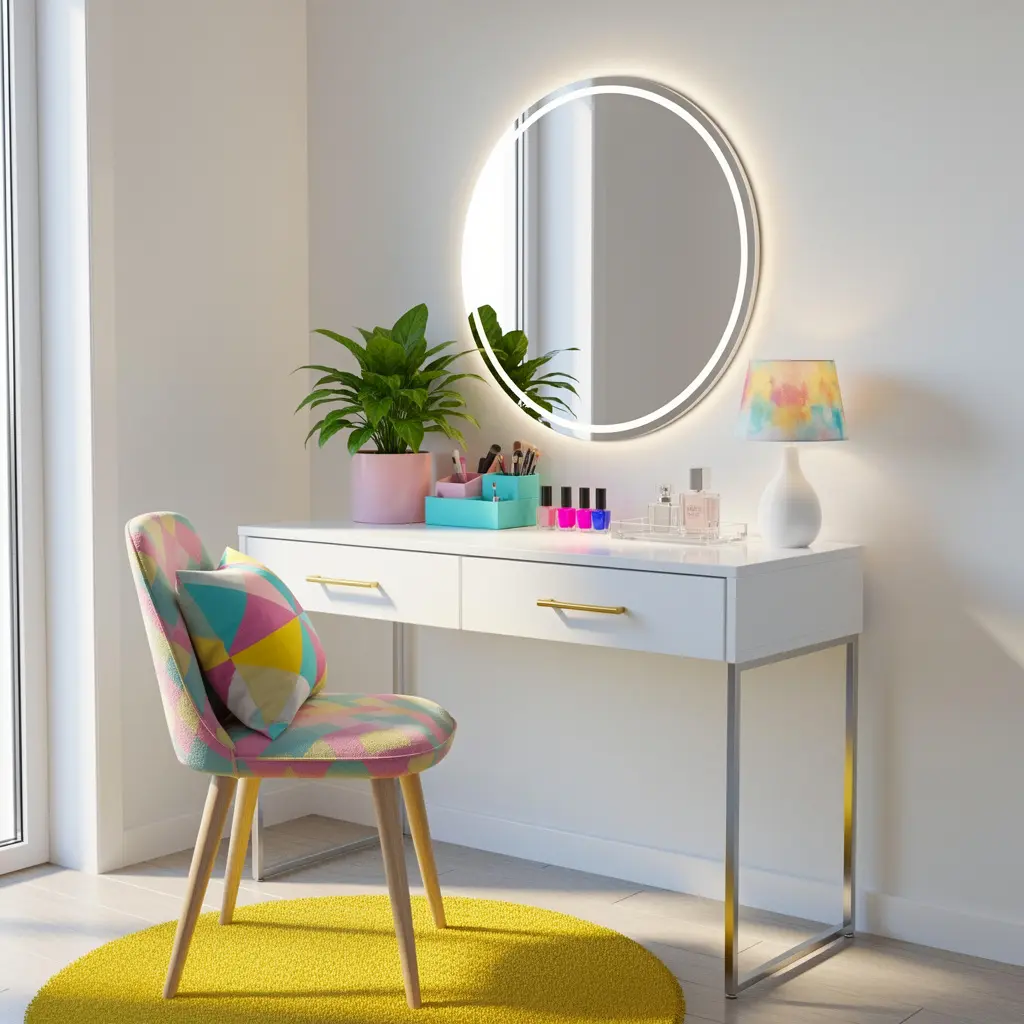 Modern Colorful Pop Vanity Corner Ideas