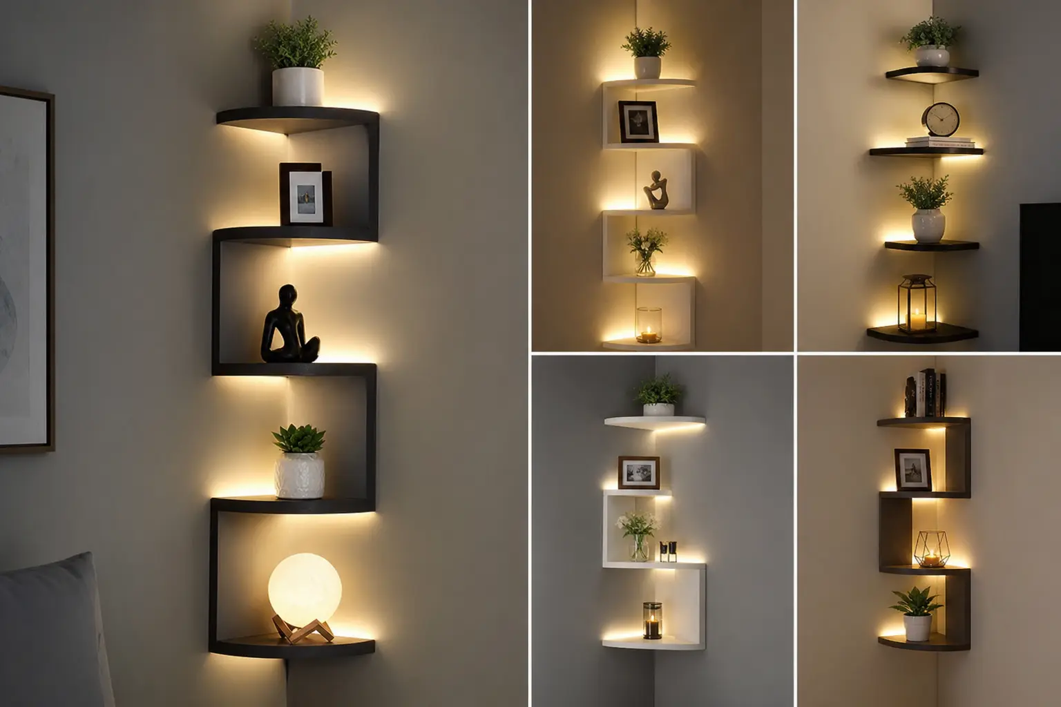 Modern S-Shaped Floating Corner Shelf Ideas