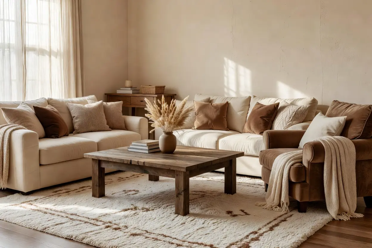 Cozy Brown and Cream Living Room Decor Ideas