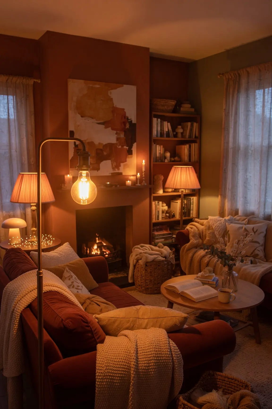 Cozy Living Room Ideas with Warm Lighting