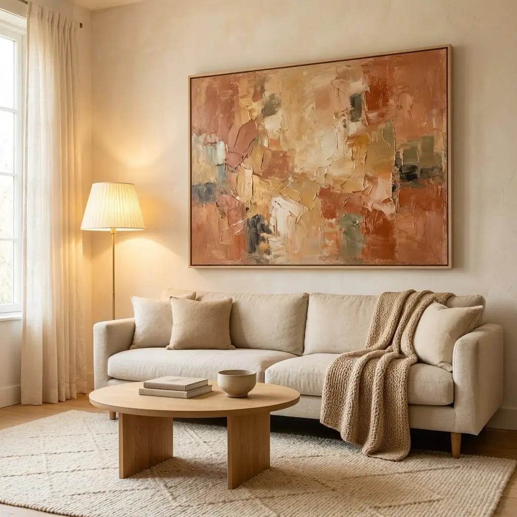 Warm Ambient Lighting and Cozy Living Room Wall Art