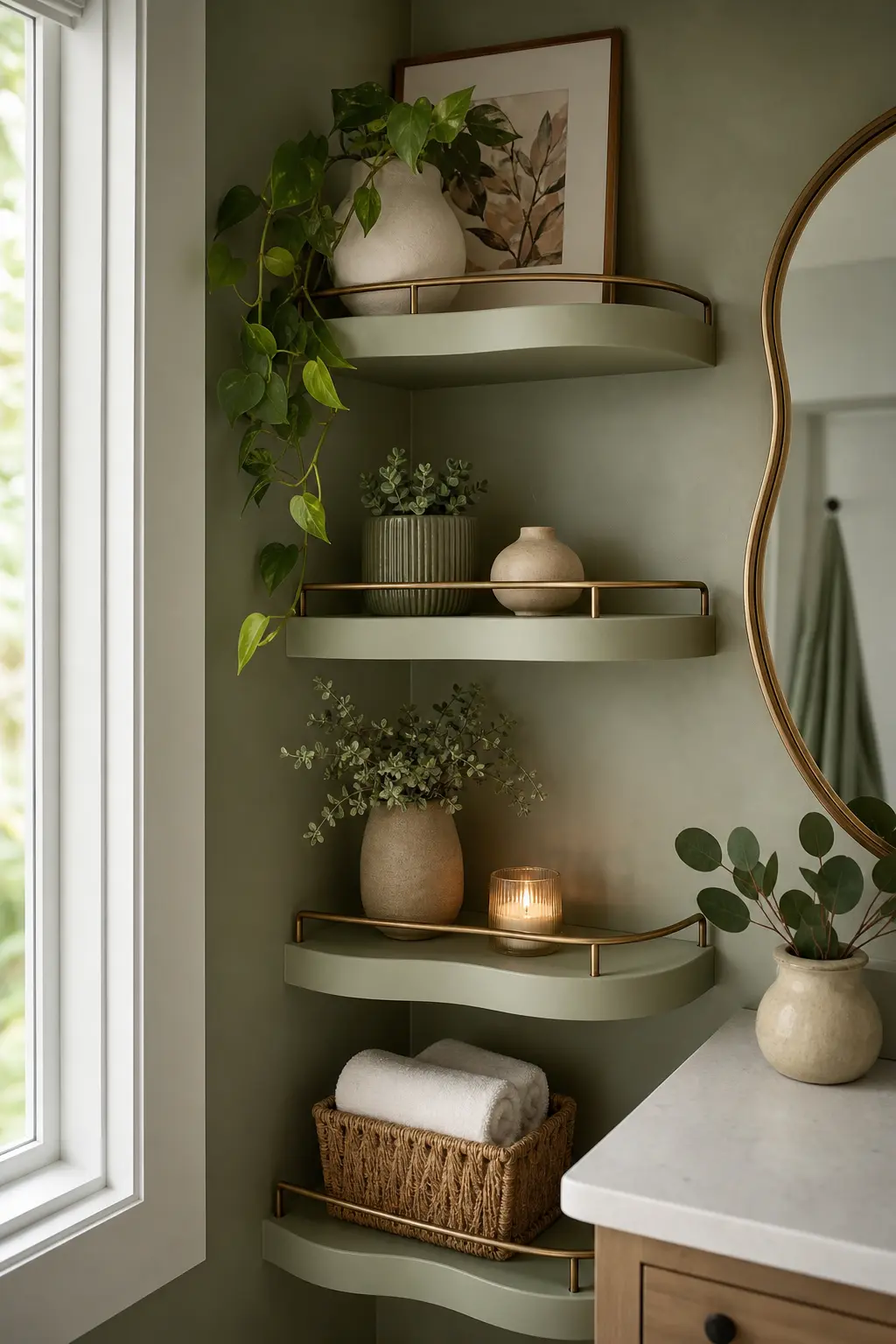 Wavy Corner Shelf Decor Ideas