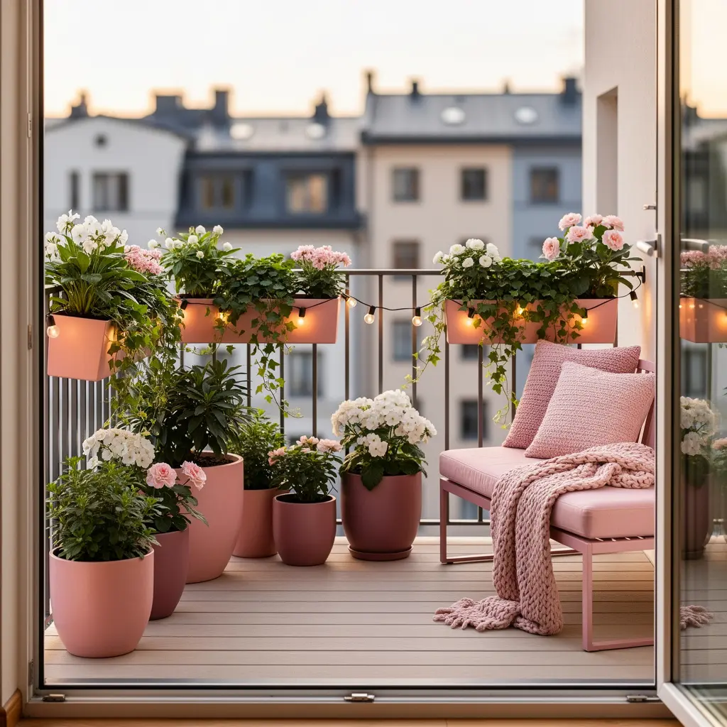 Cozy Blush Pink Balcony Ideas