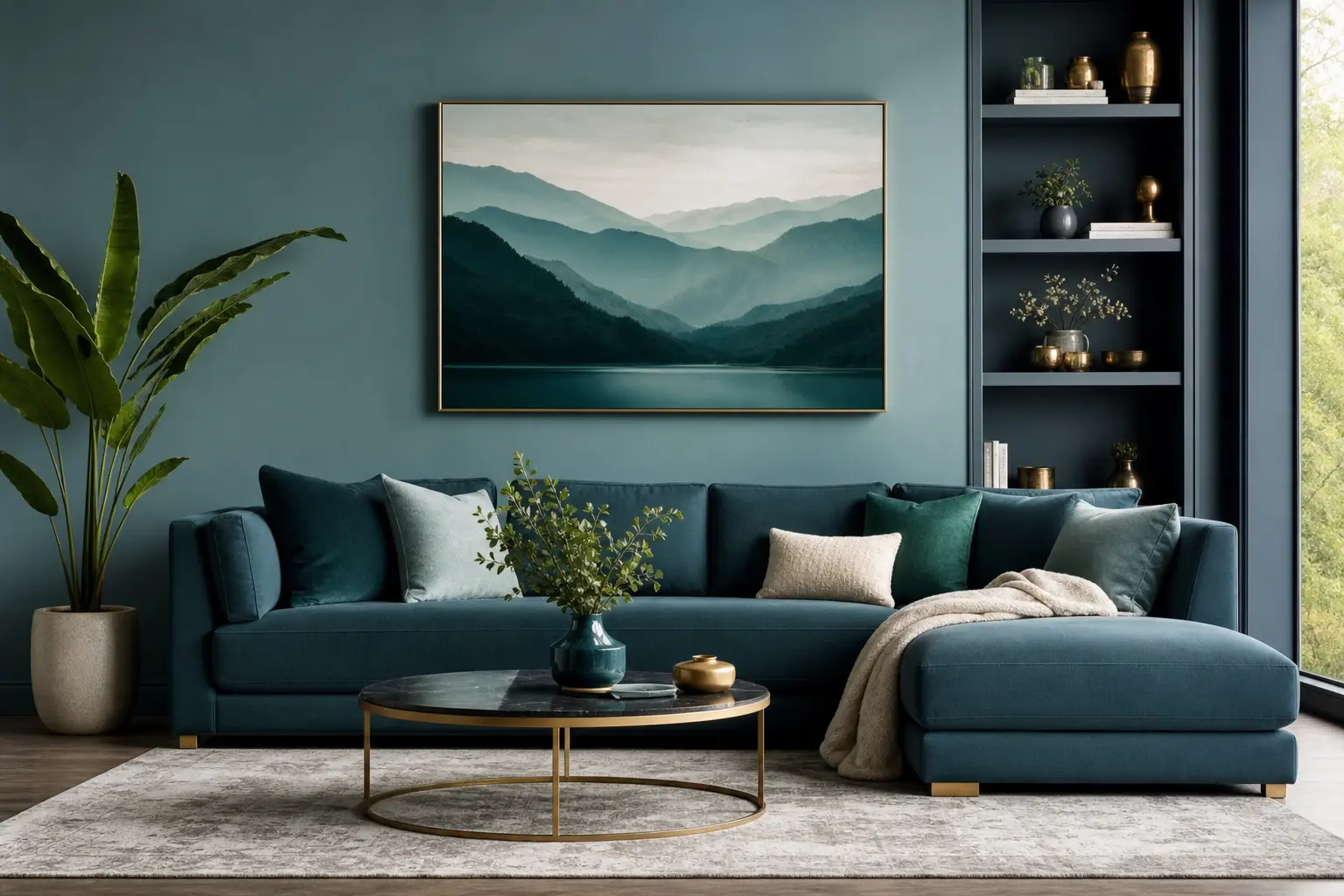 Elegant Teal Living Room Wall Art