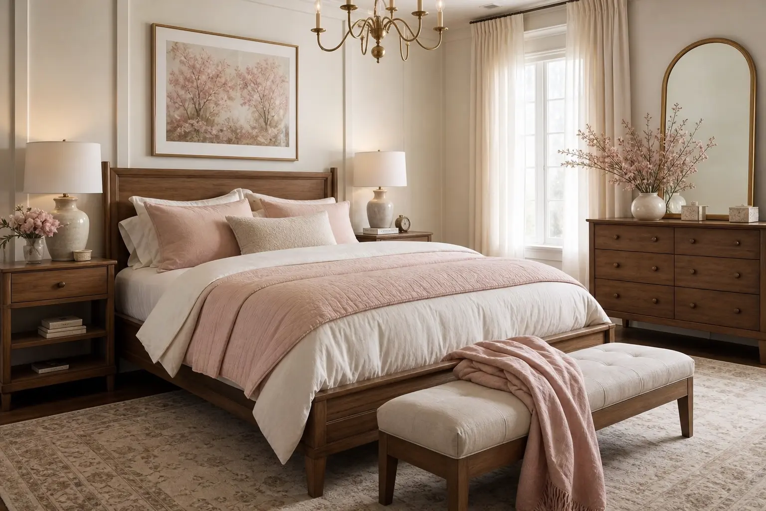 Blush Pink & Off-White Bedroom Ideas