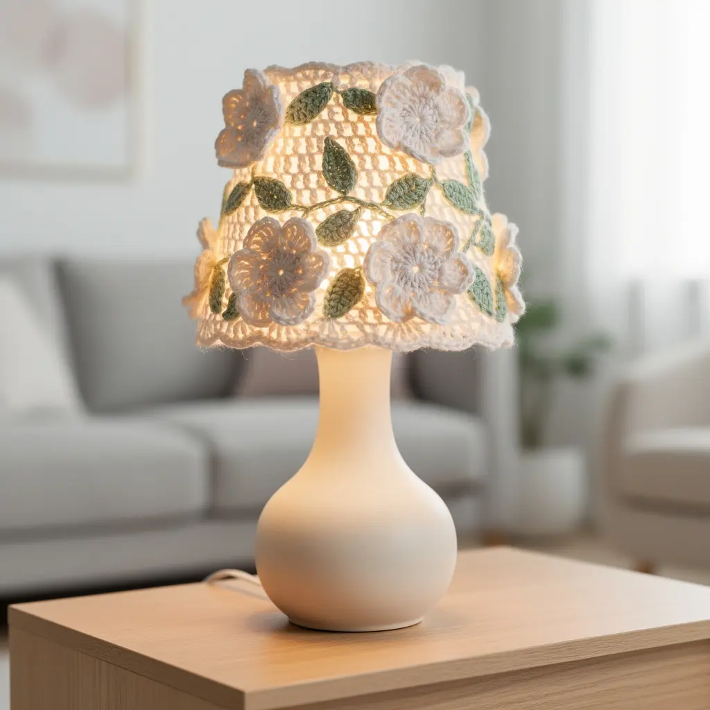 Crochet Flower Lamp Decor