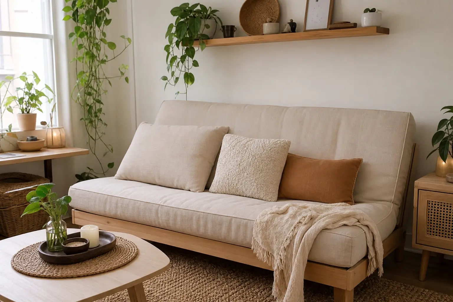 Beige Couch Bed Ideas for Small Spaces