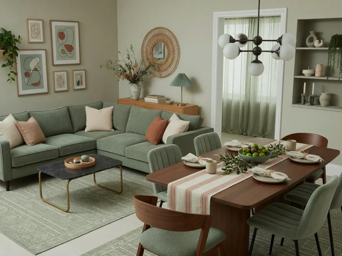 Modern Sage Green Living Room