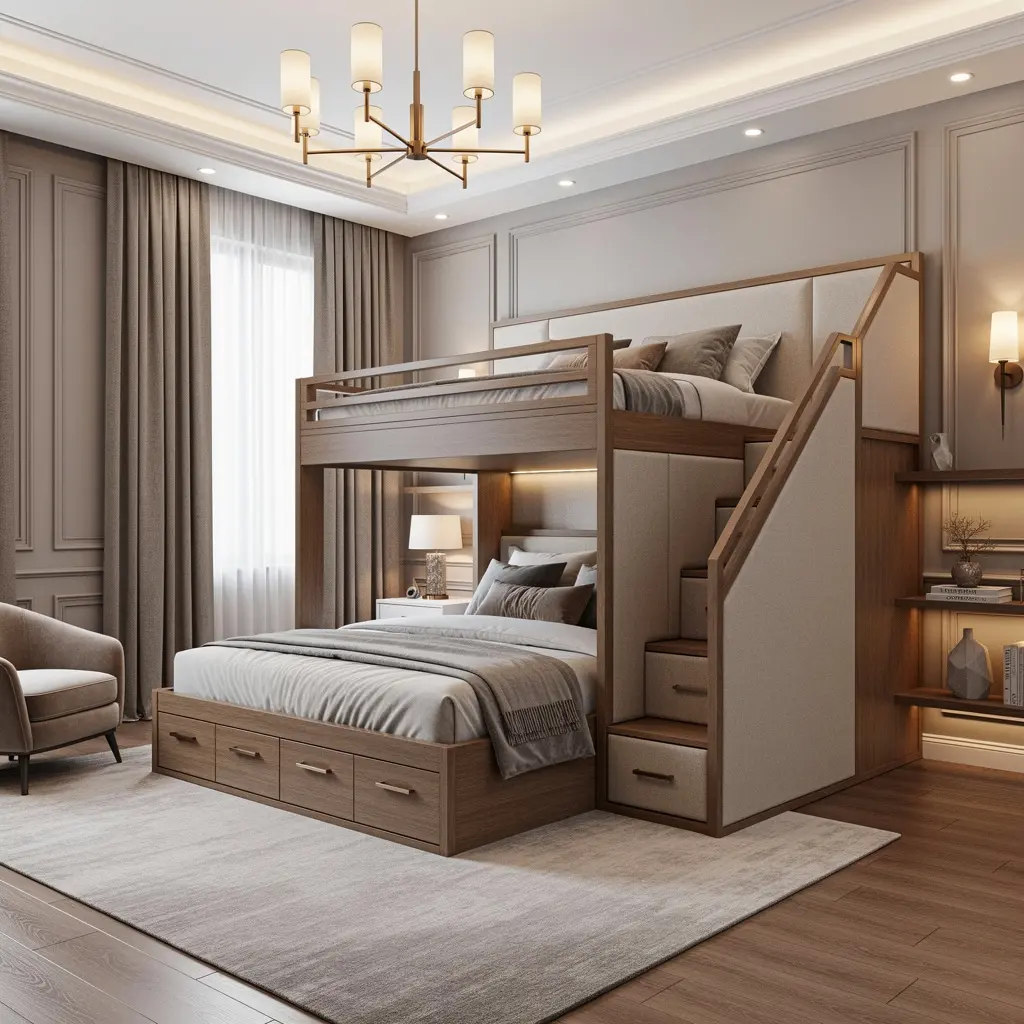 Luxury Space-Saving Bunk Bed with Storage