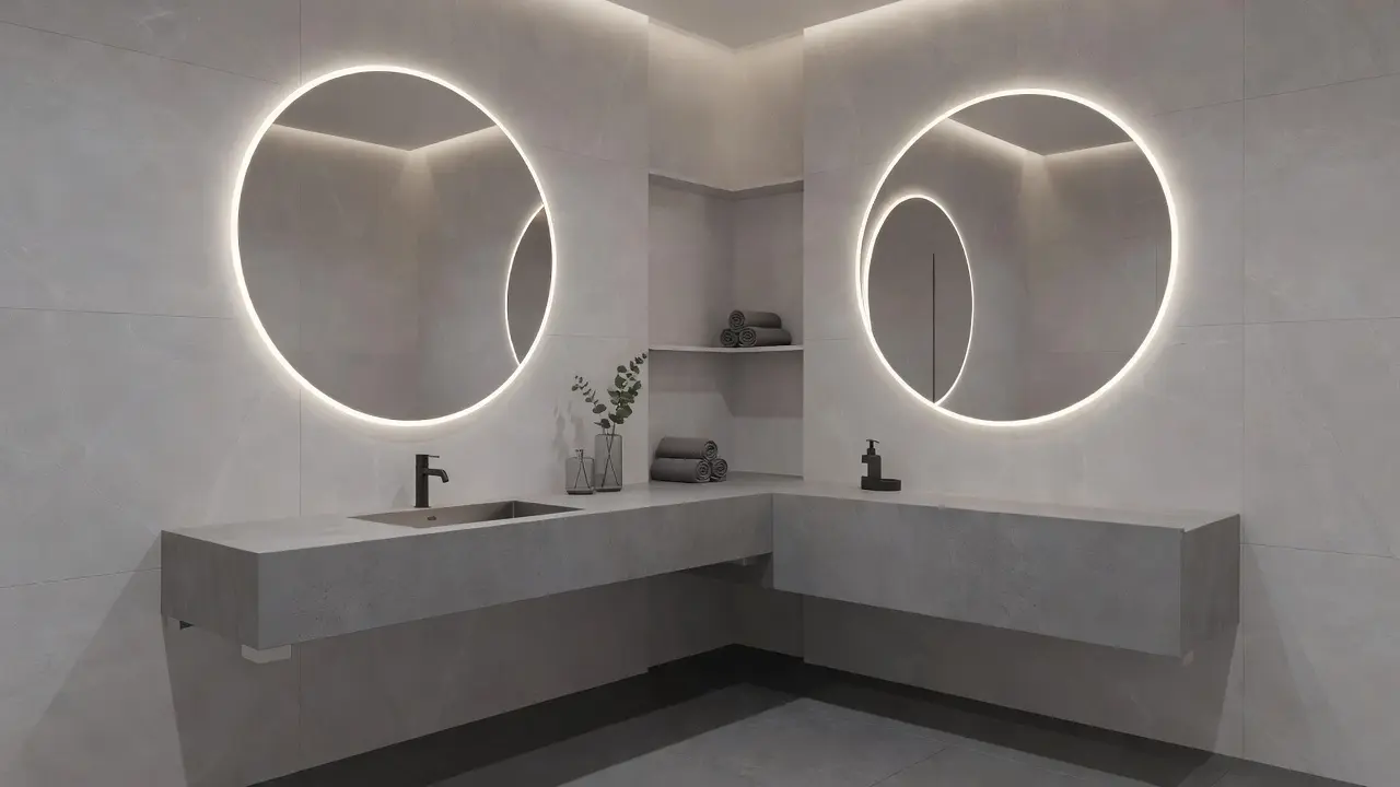 Modern Grey Bathroom Ideas with LED Mirrors