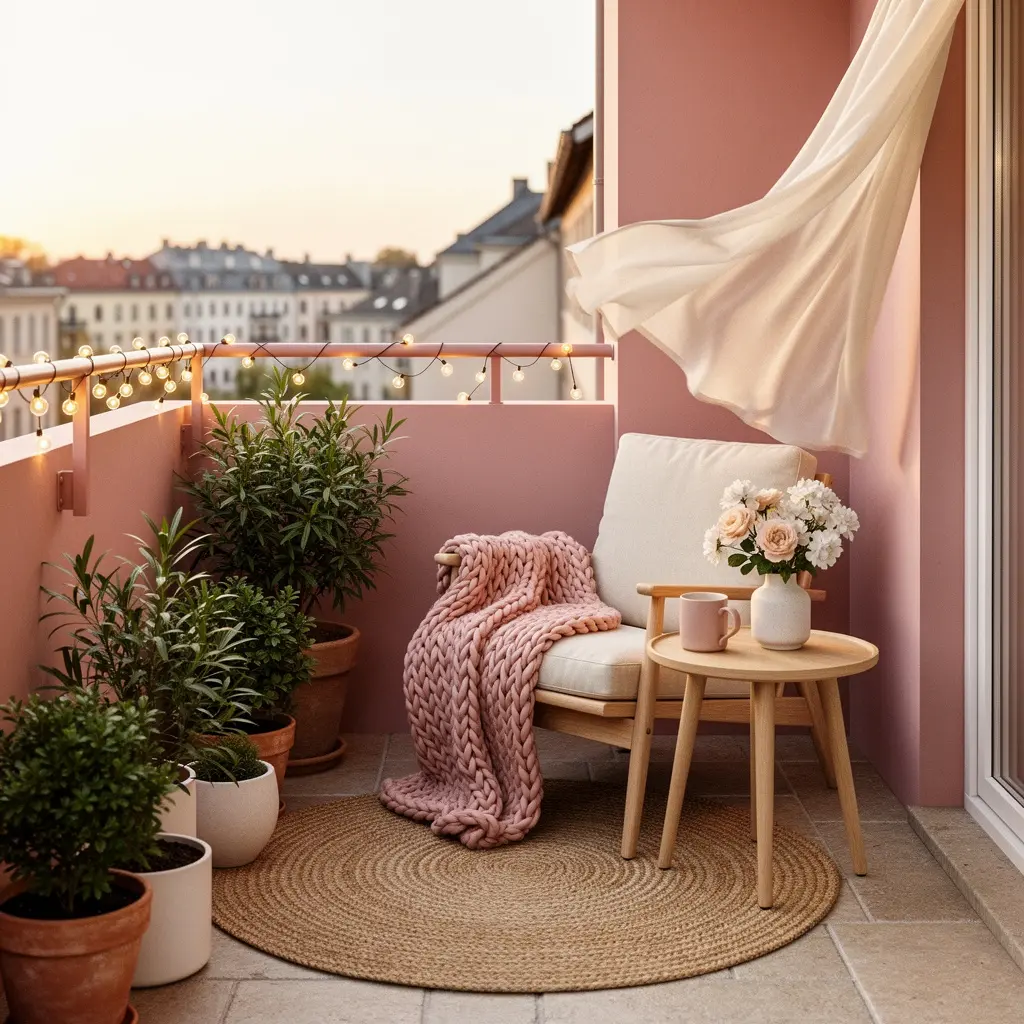 Cozy Blush Pink Balcony Ideas