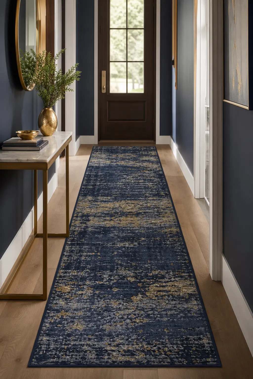 Modern Navy & Gold Hallway Decor Ideas