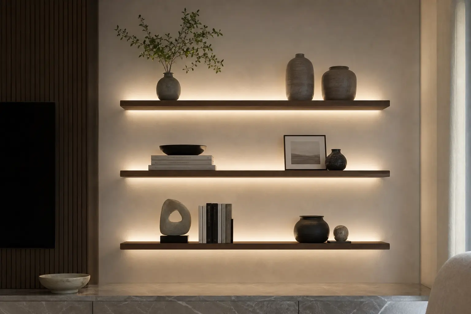Aesthetic Backlit Floating Shelf Ideas