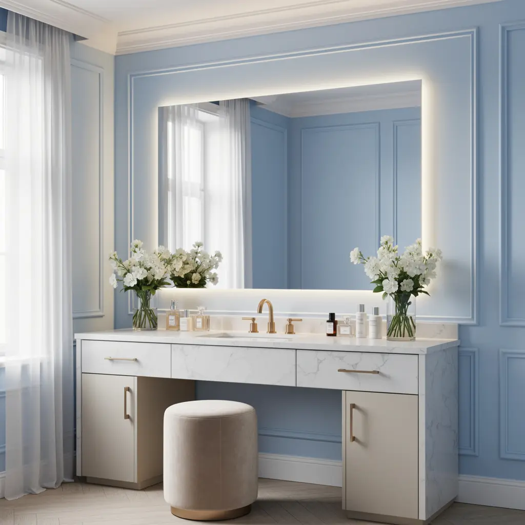Sky Blue Luxury Vanity Room Ideas