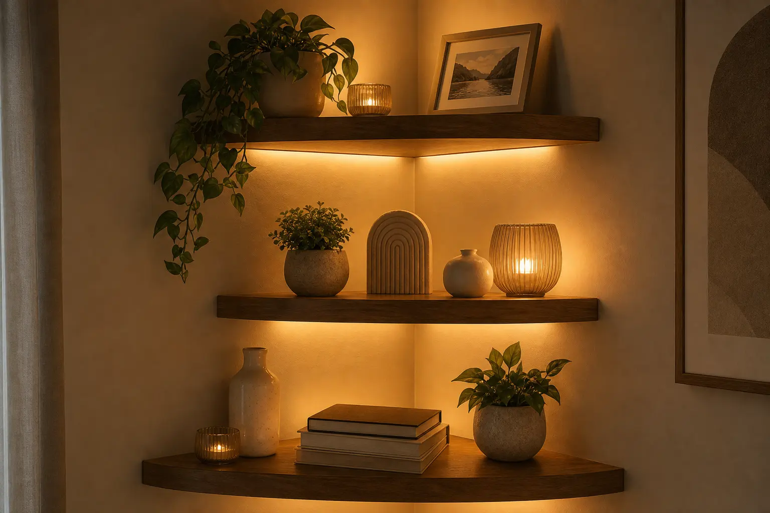 Cozy Floating Corner Shelf Ideas