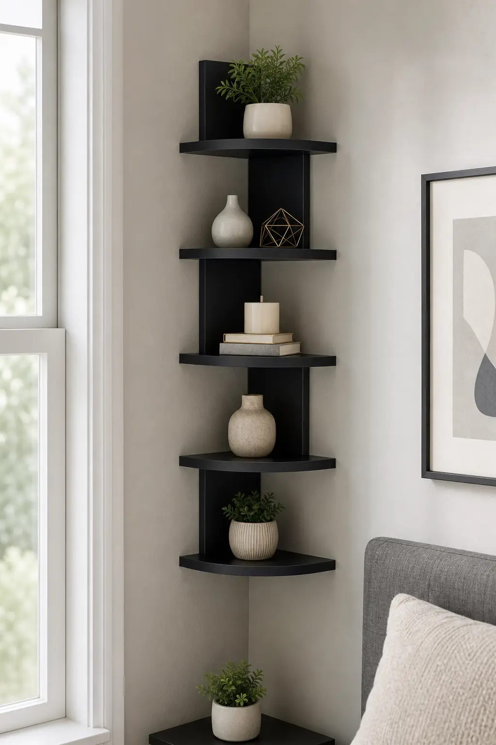 Black Corner Floating Shelf Ideas