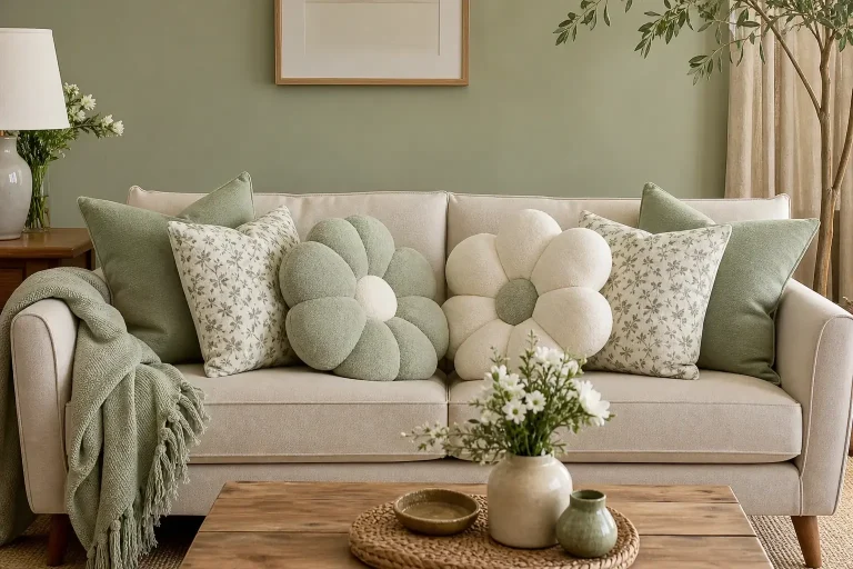 Sage Green Flower Pillow Ideas