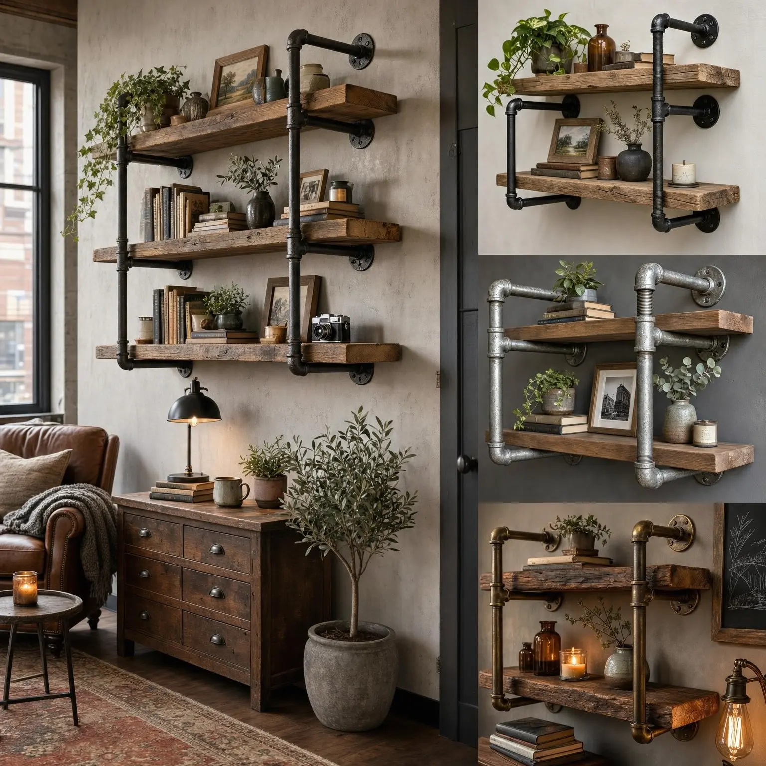 Industrial Pipe Wall Shelves