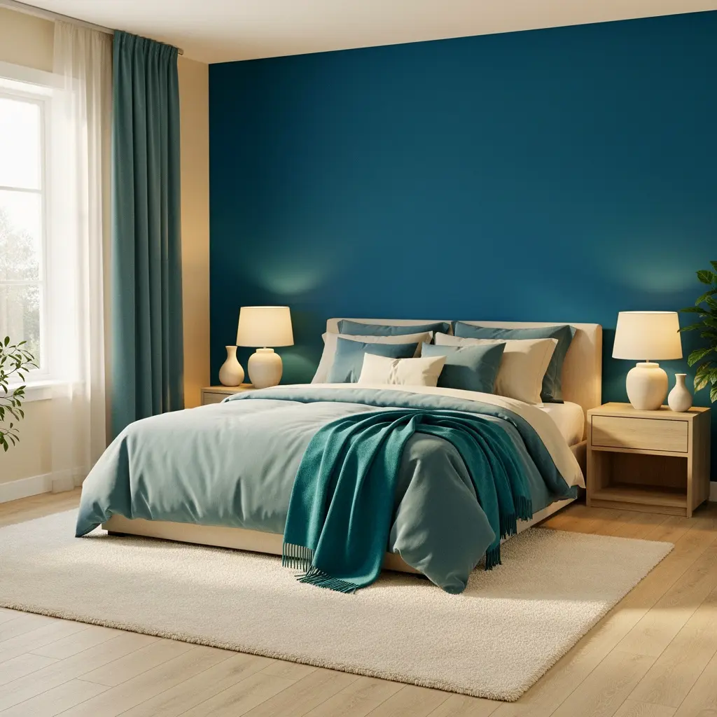 Teal Blue and Cream Bedroom Ideas