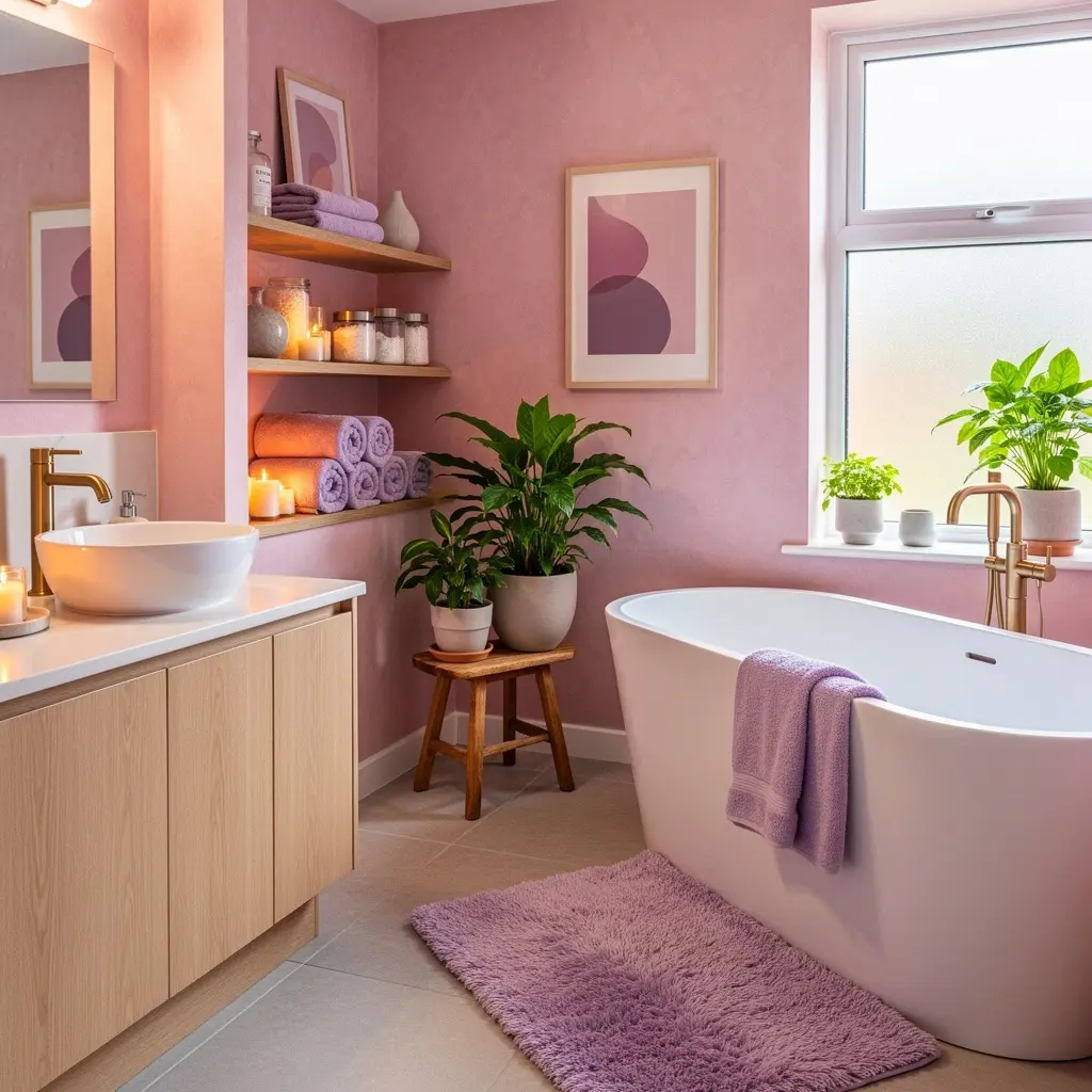 Pink and Purple Cozy Bathroom Aesthetic Ideas