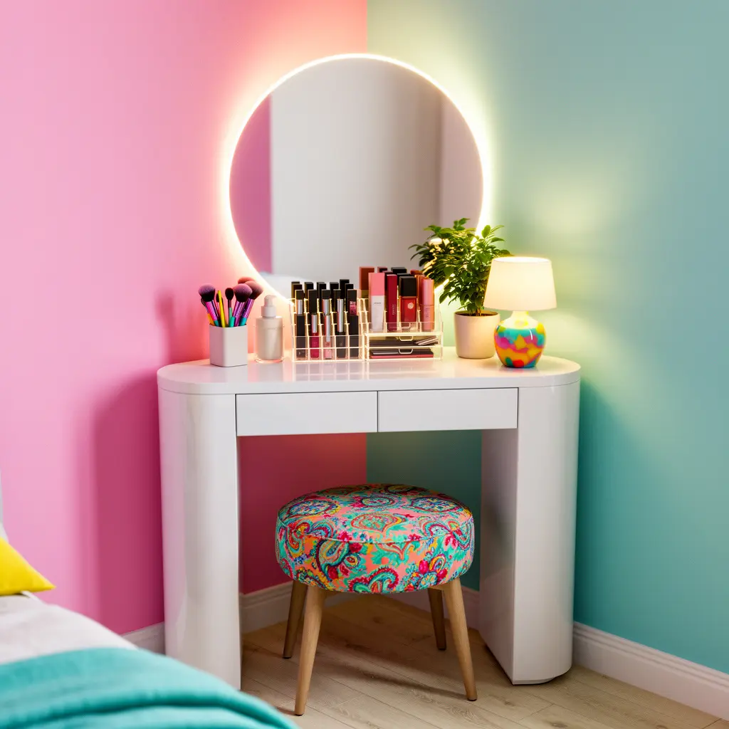 Modern Colorful Pop Vanity Corner Ideas