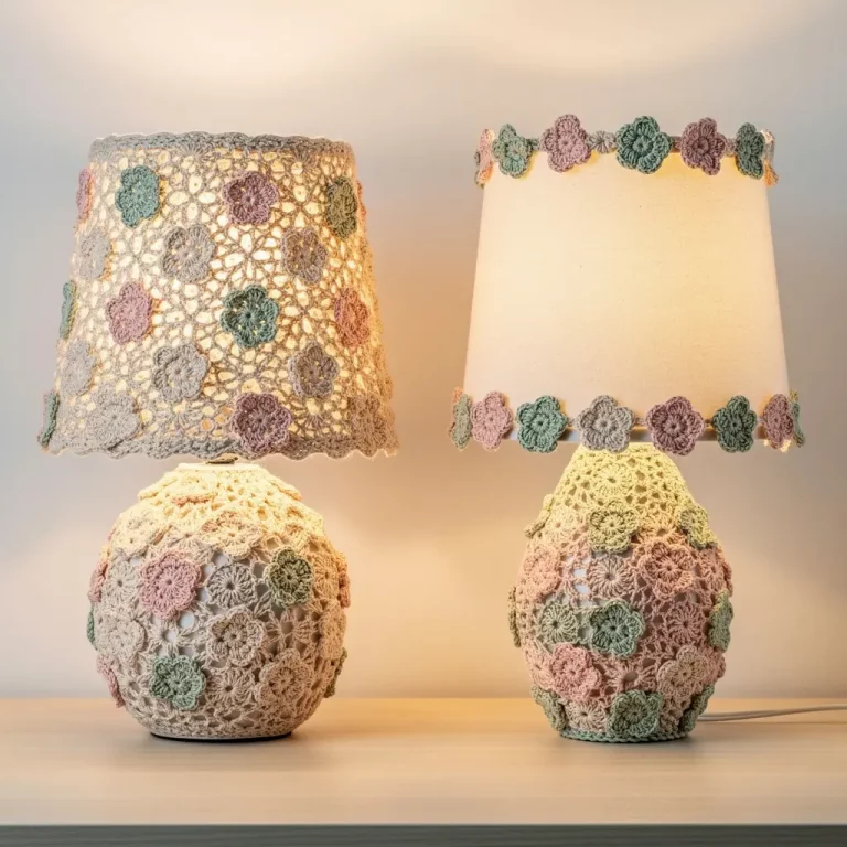 Crochet Flower Lamp Decor