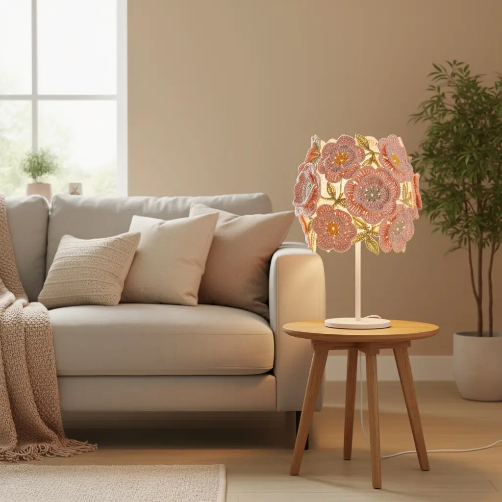 Crochet Flower Lamp Decor