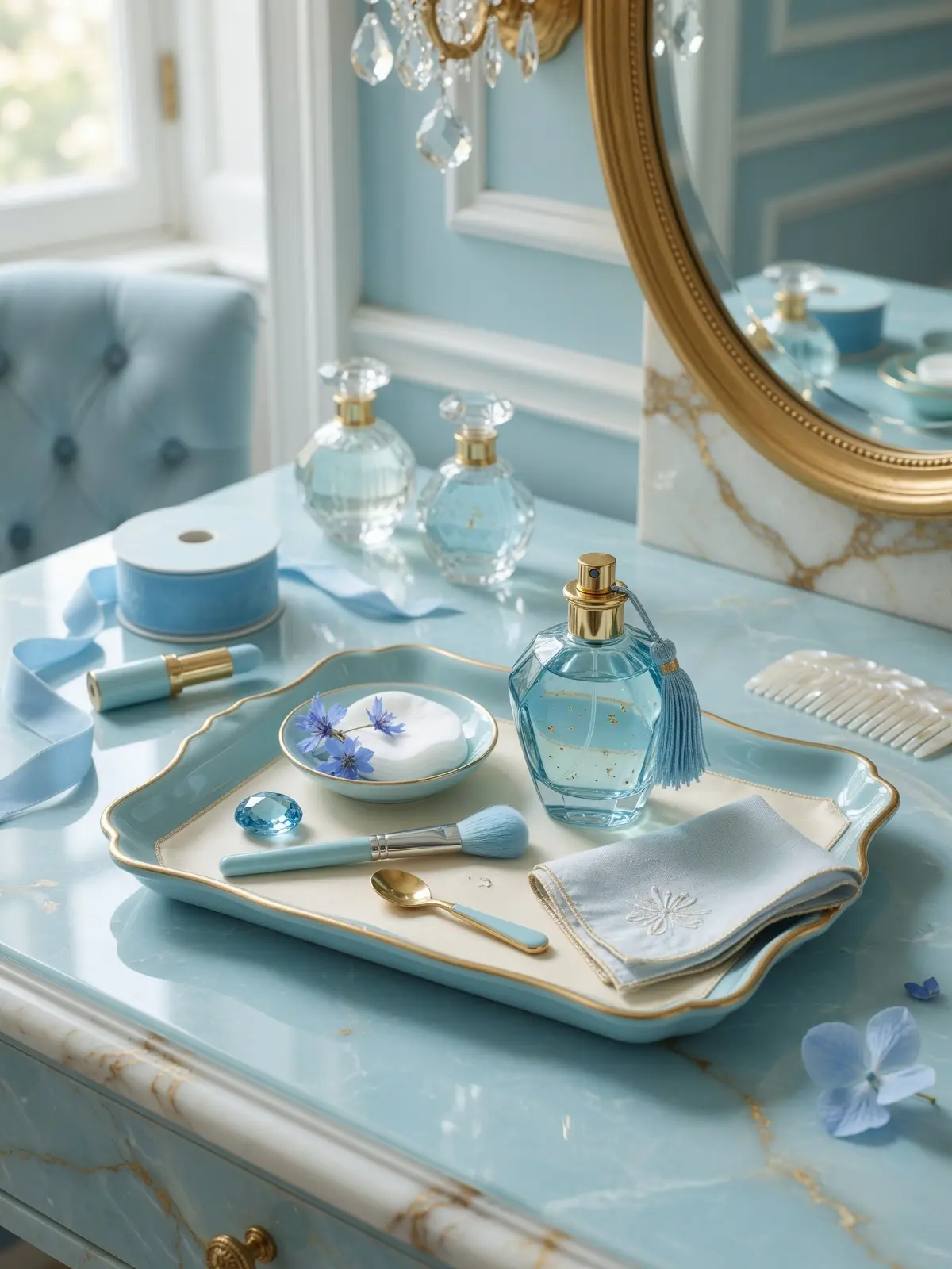 Sky Blue Luxury Vanity Room Ideas