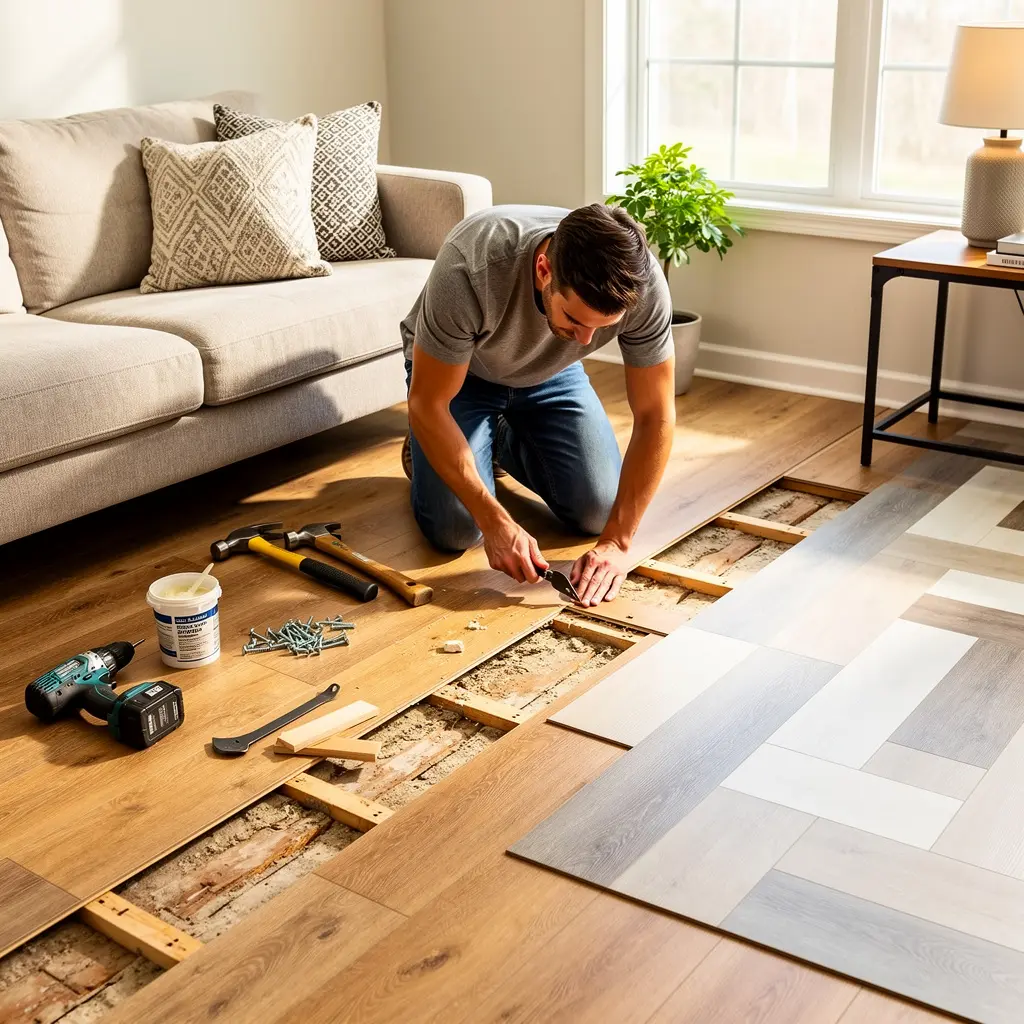 Budget Friendly Living Room Floor Makeover
