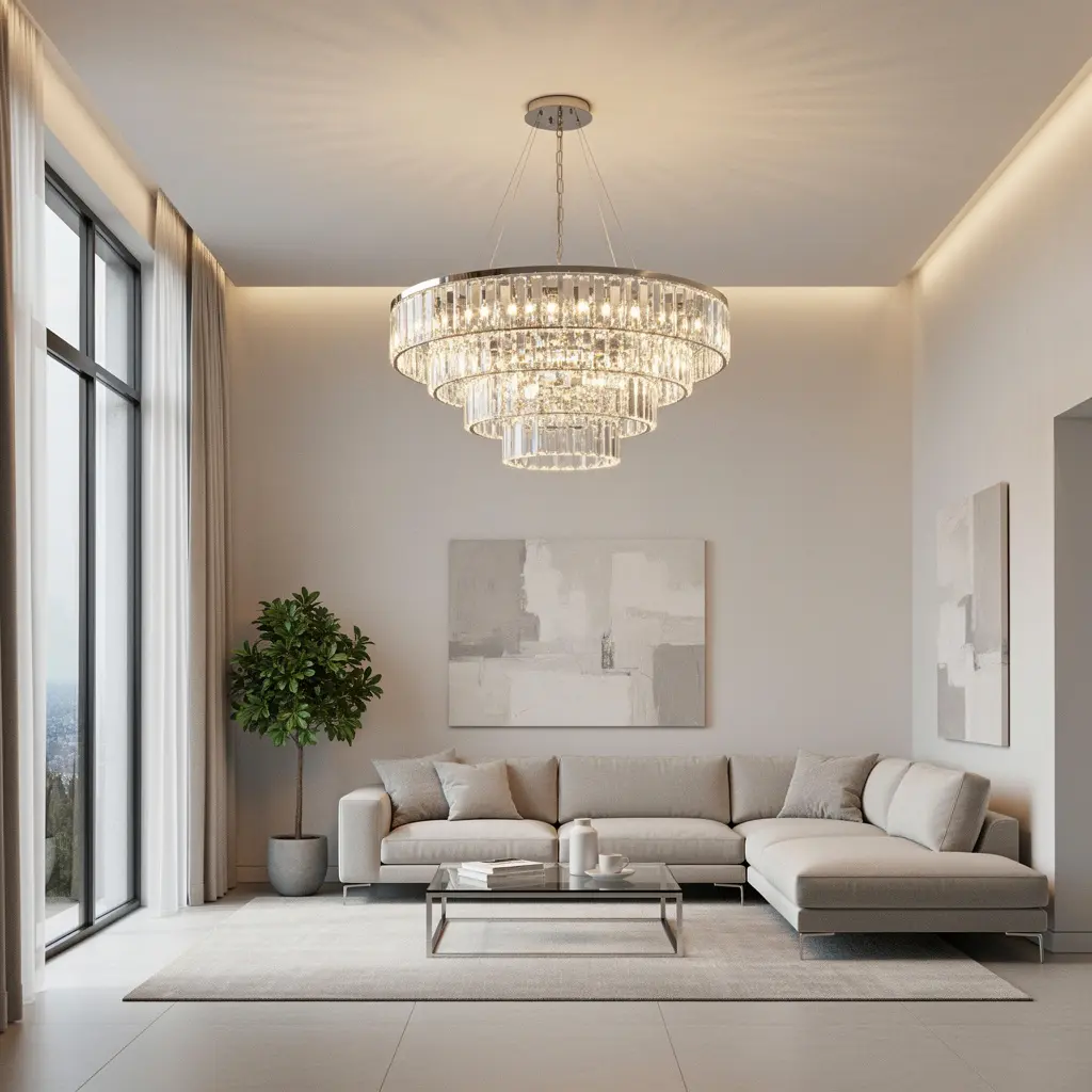 Modern Crystal Chandelier Living Room