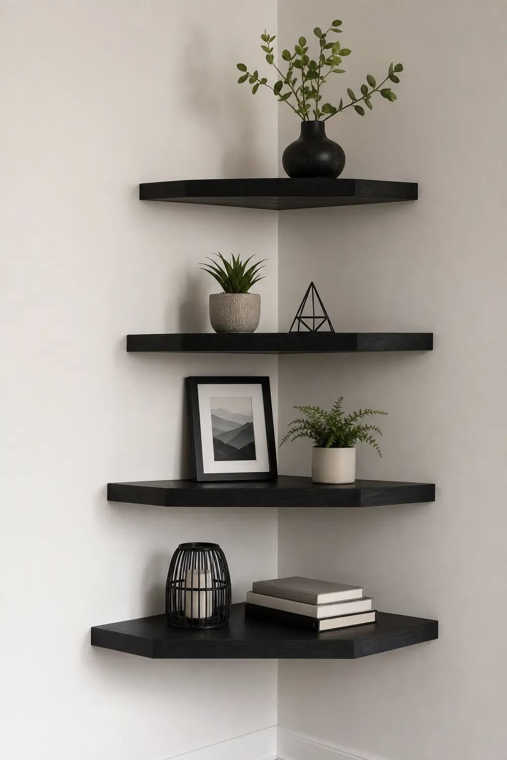 Black Corner Floating Shelf Ideas