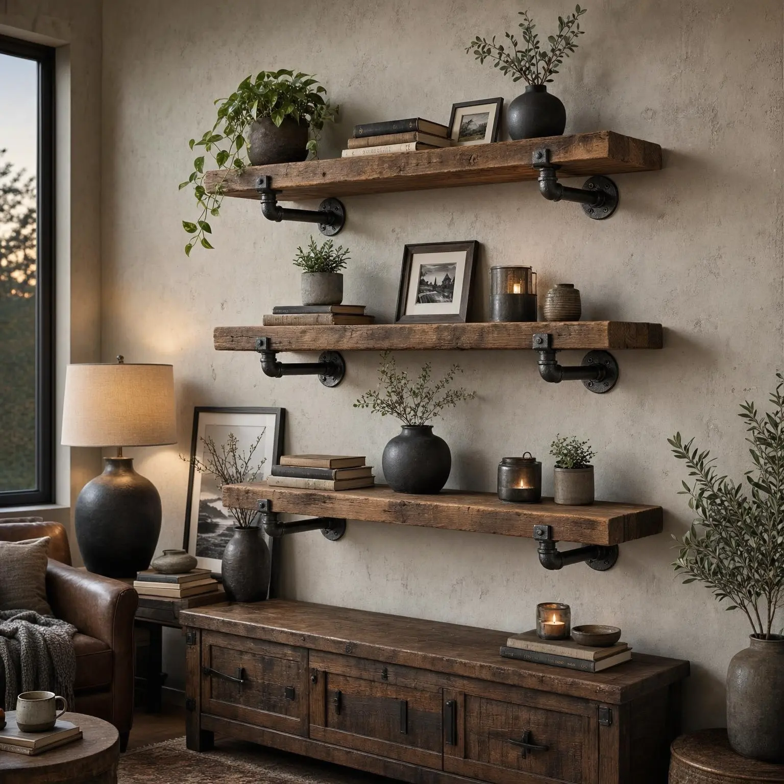 Industrial Pipe Wall Shelves