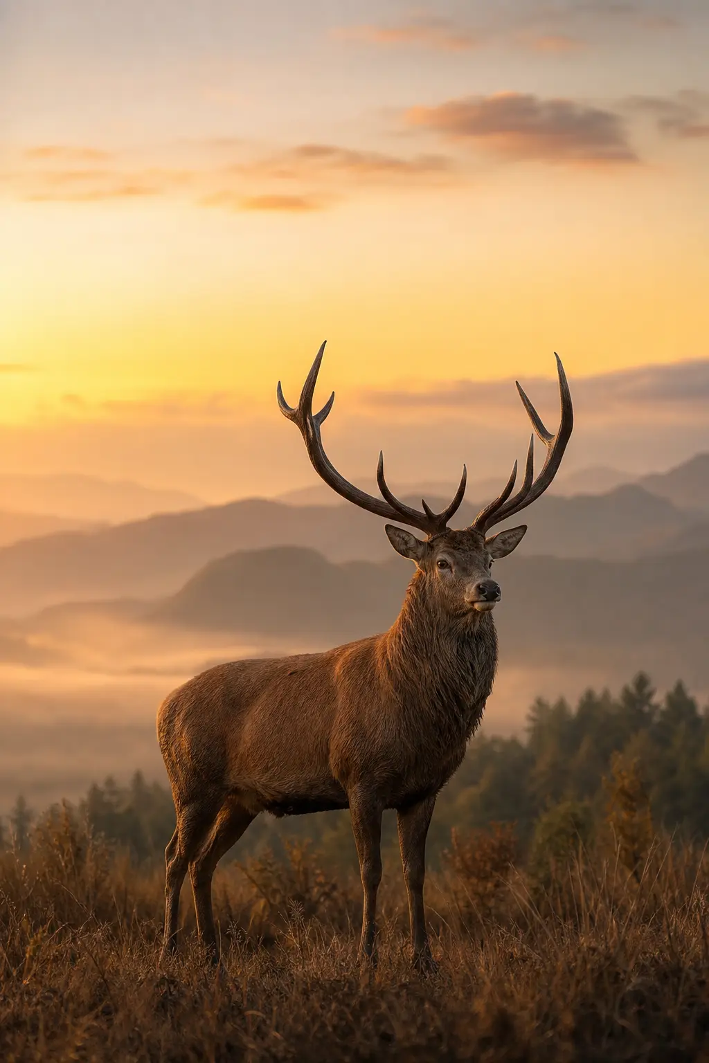 Golden Hour Stag Minimalist Nature Wall Art Ideas