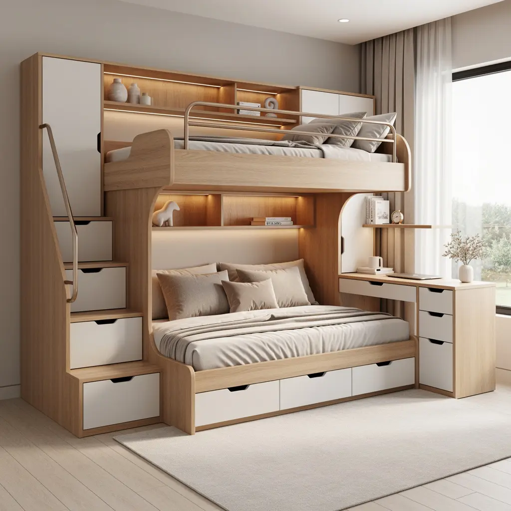 Luxury Space-Saving Bunk Bed with Storage