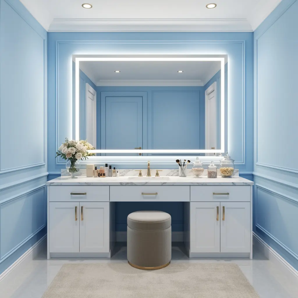 Sky Blue Luxury Vanity Room Ideas