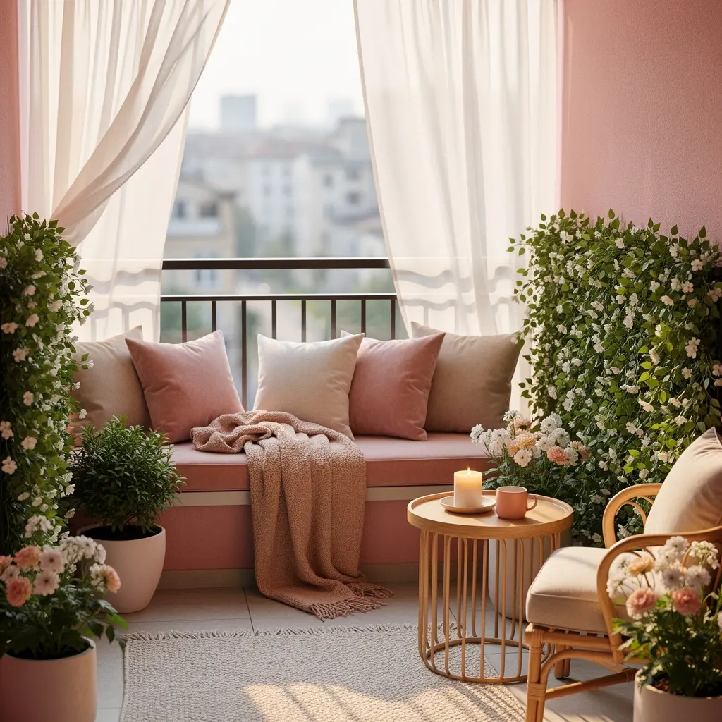 Cozy Blush Pink Balcony Ideas