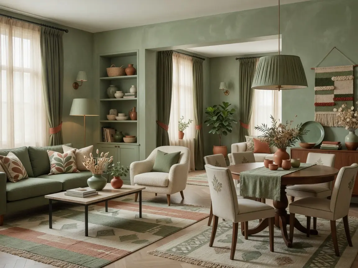 Modern Sage Green Living Room