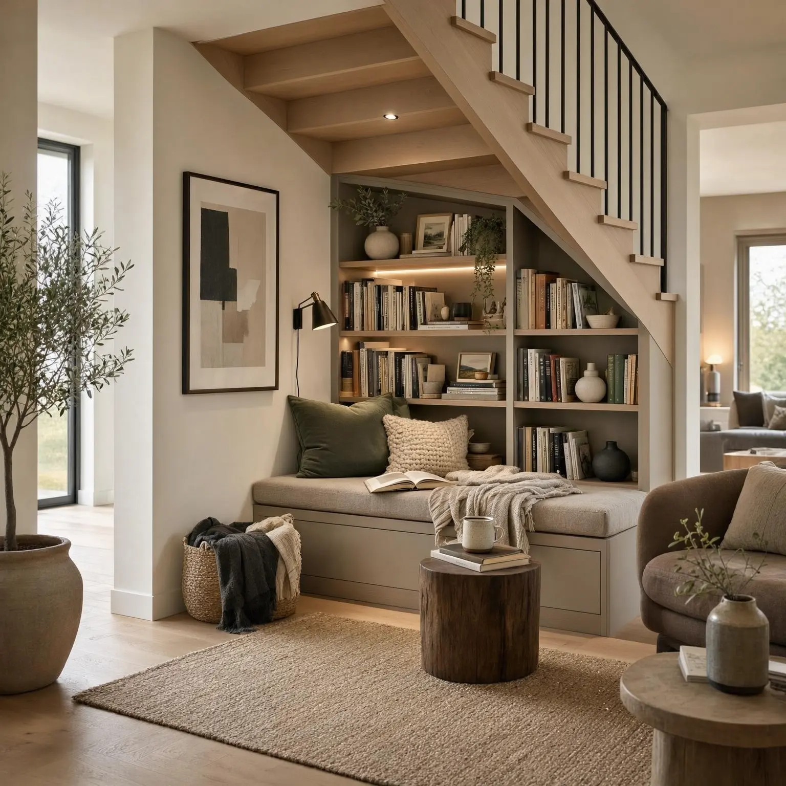 Modern Under Stairs Reading Nook Ideas