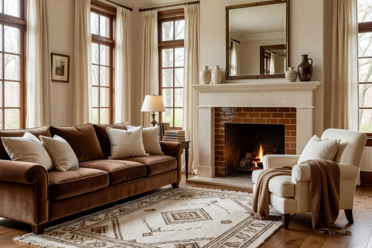 Cozy Brown and Cream Living Room Decor Ideas