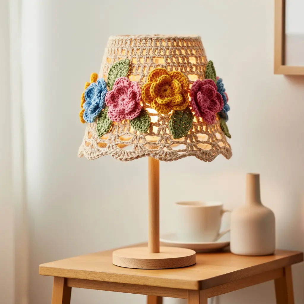 Crochet Flower Lamp Decor