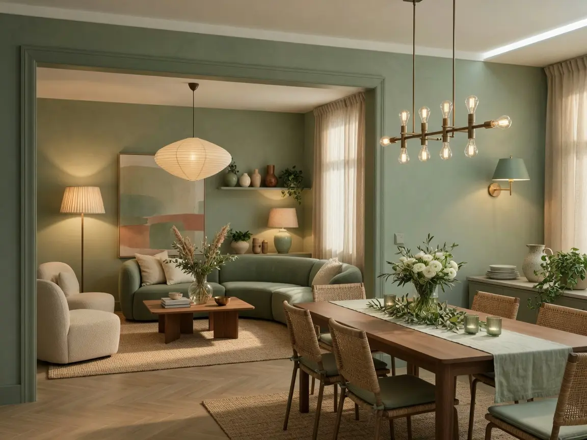 Modern Sage Green Living Room