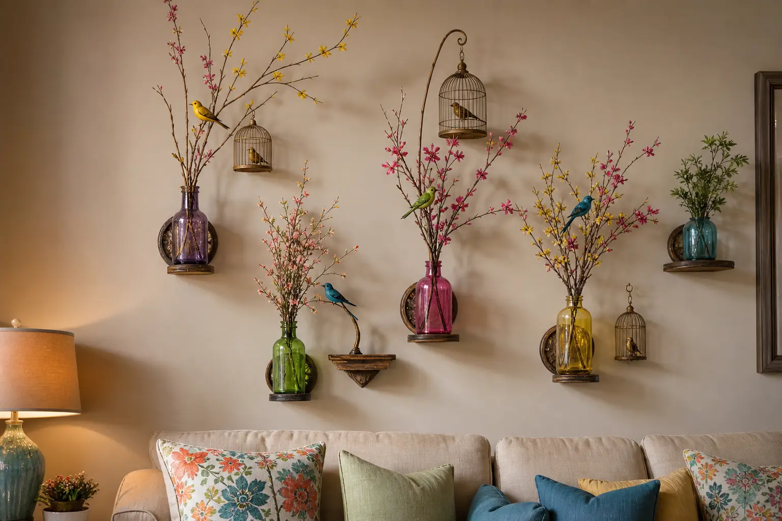 Colorful Tree Branch Wall Decor Ideas