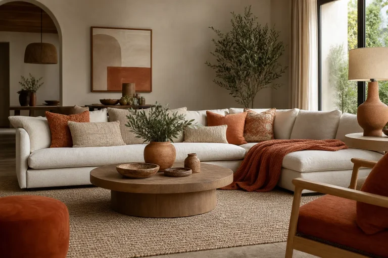 Terracotta & Sand Beige Living Room Ideas