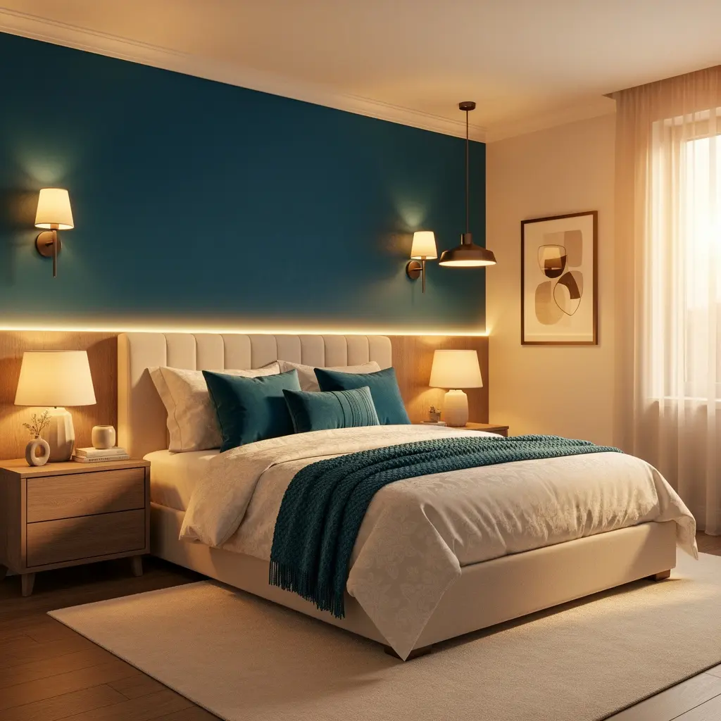 Teal Blue and Cream Bedroom Ideas
