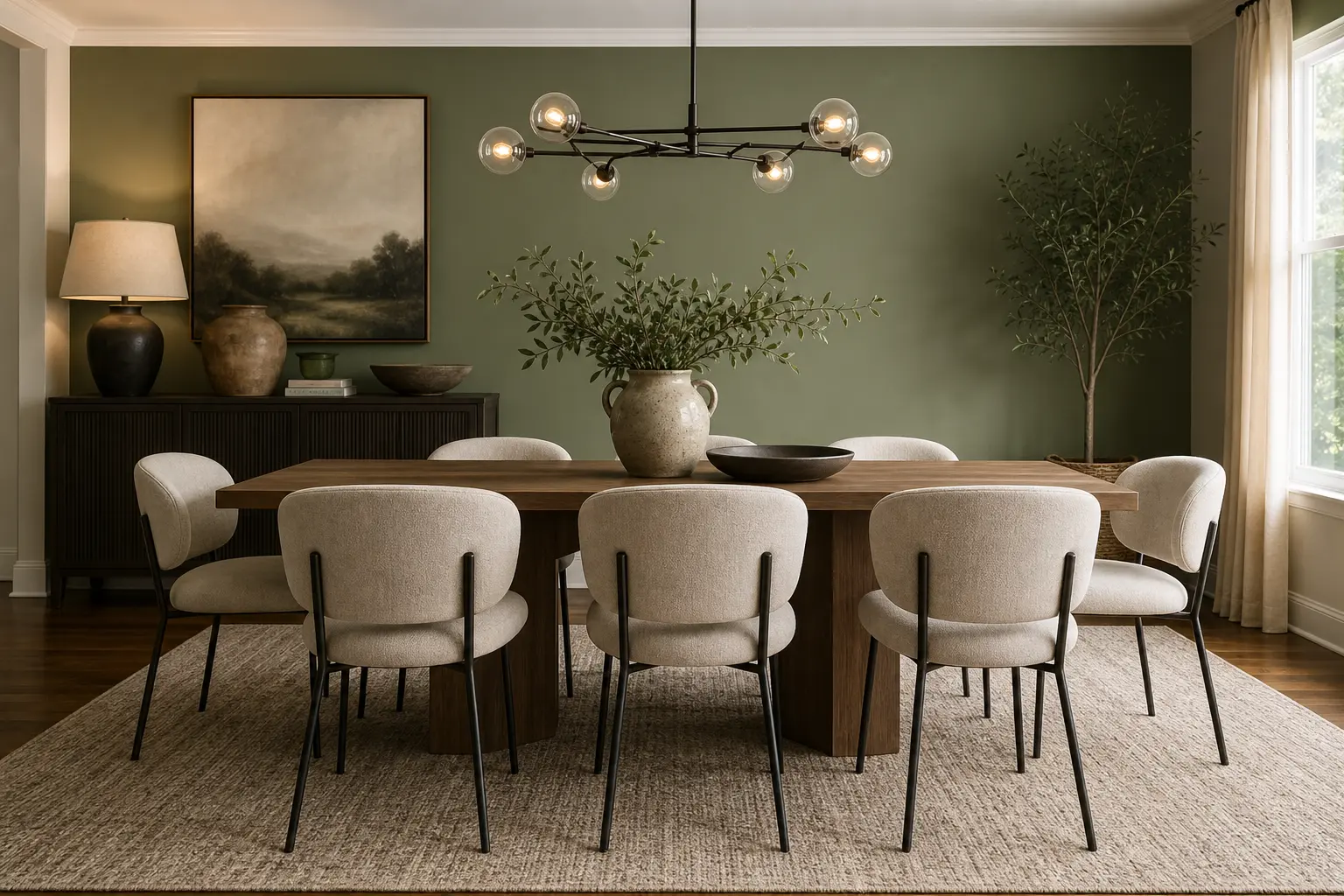 Modern Sage Green Dining Room Makeover Ideas