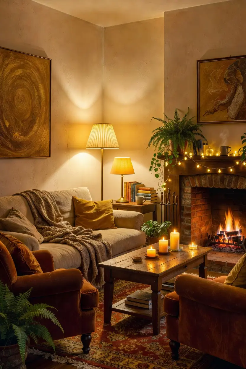 Cozy Living Room Ideas with Warm Lighting