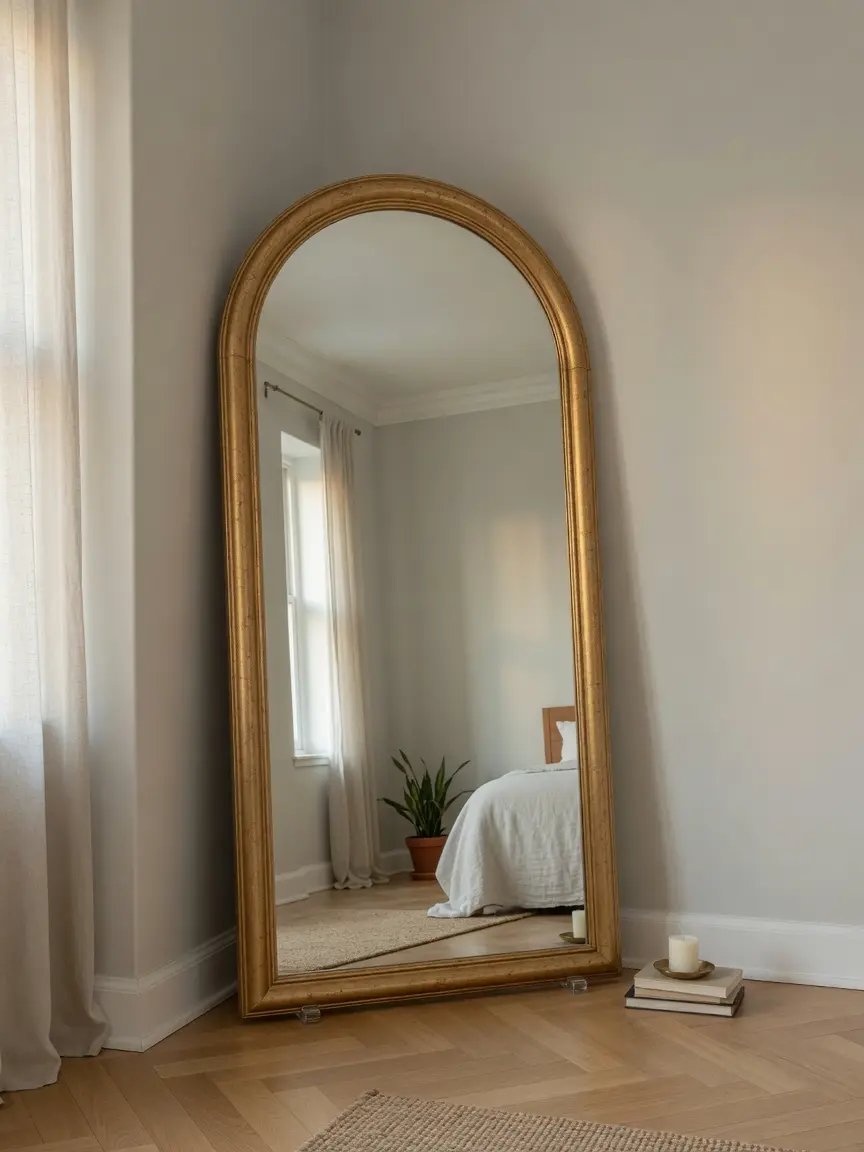 Vista Arched Floor Golden Frame Mirror Ideas